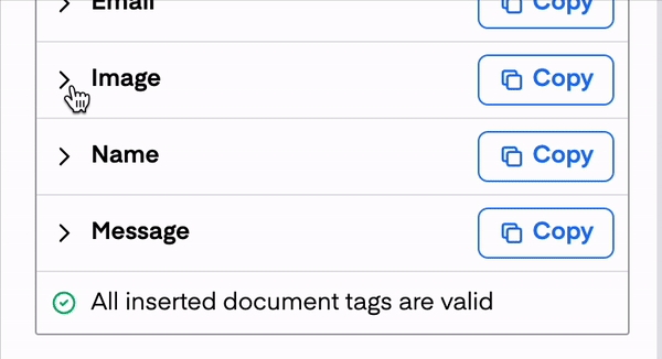 Animation showing selecting and inserting an image field
