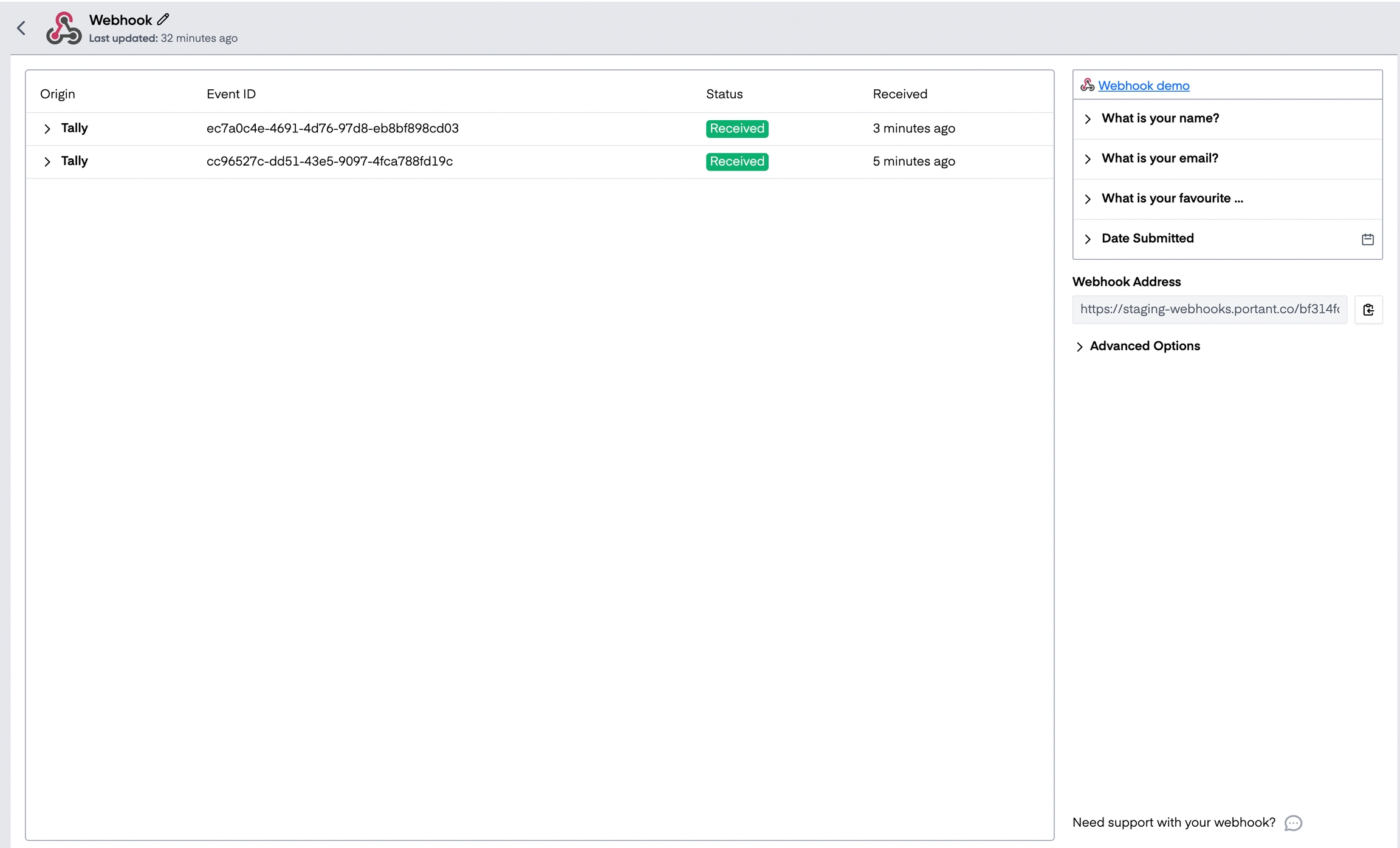 Webhook block after it has received data