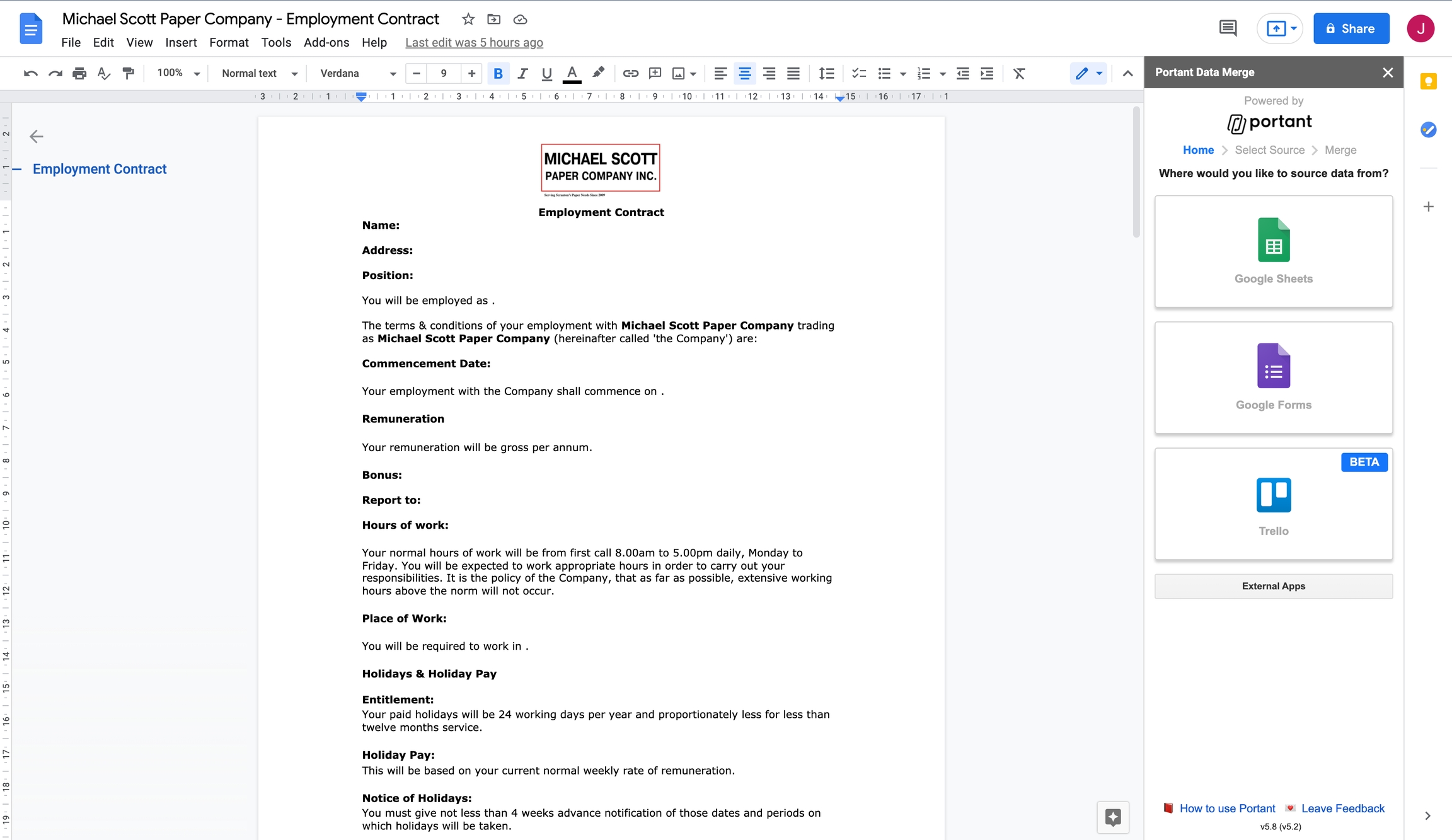 An image showing Portant Data Merge's home screen